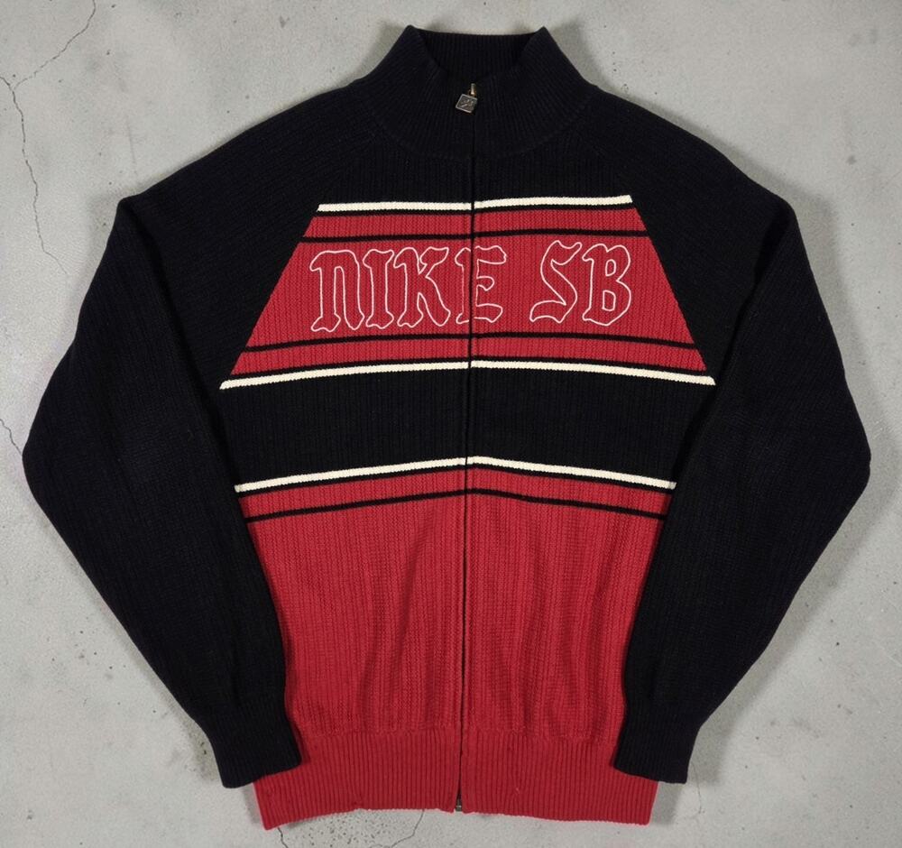 Nike SB Cashmere Sweater FLAWS Large Full Zip Knit Skater Y2K Streetwear Mock